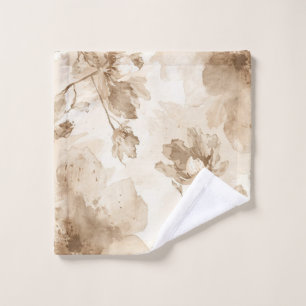 Toalha De Rosto Pintura Botânica em Aquarela Floral Vintage Sépia