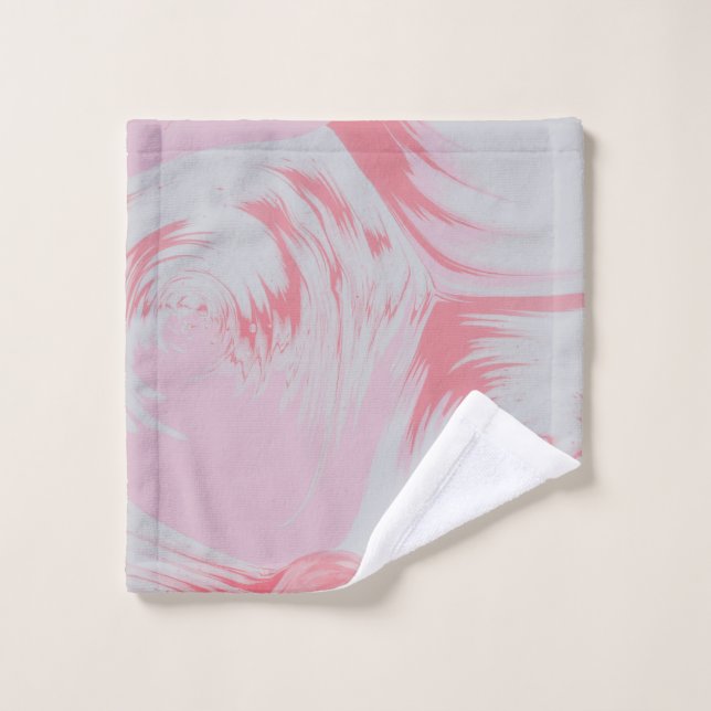 Toalha De Rosto Pintura de abstrato branco e rosa (Pano de lavar)