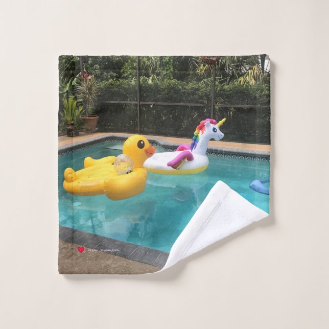 Toalha De Rosto Piscina de Pato Amarelo Unicorn (Pano de lavar)