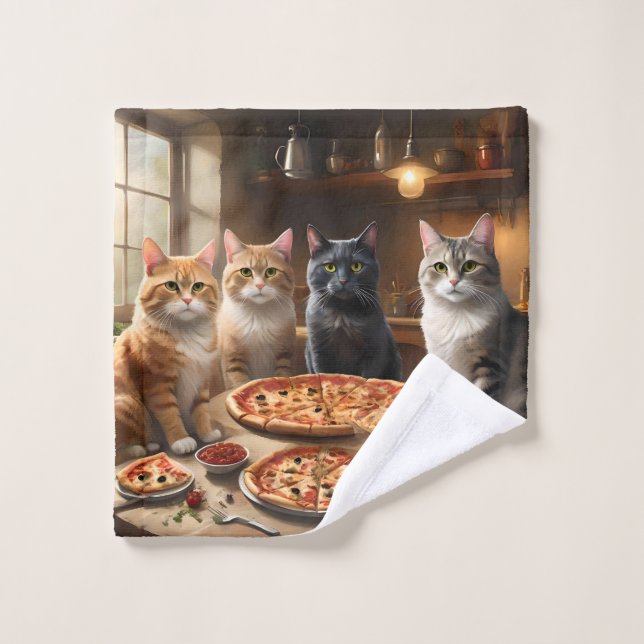 Toalha De Rosto Pizza É Servida, Disse Os Gatos, (Pano de lavar)