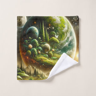 Toalha De Rosto Planeta de Fantasia Magia com Natureza Celestial