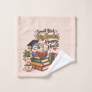 Toalha De Rosto Planner Ilustração de Coruja Fofa Lendo Livros