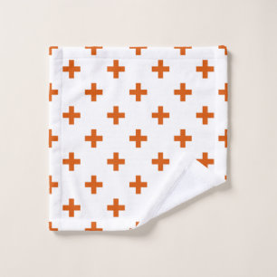 Toalha De Rosto Polka laranja cruza em branco