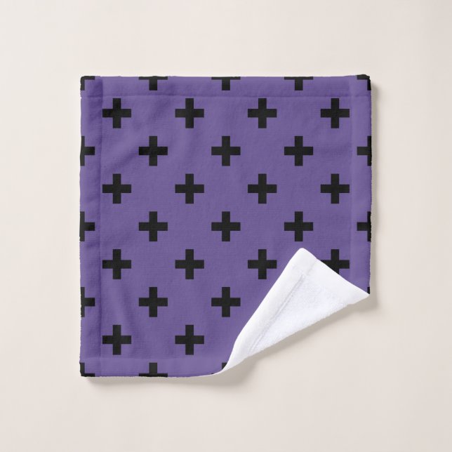 Toalha De Rosto Polka negra cruza ultravioleta (Pano de lavar)