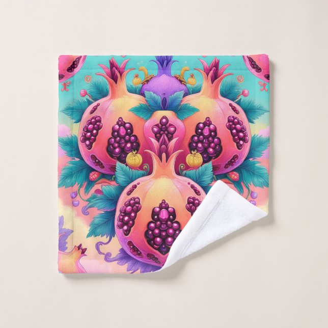 Toalha De Rosto Pomegranato Colorido (Pano de lavar)