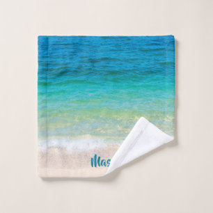 Toalha De Rosto Praia agradável (com nome personalizado)