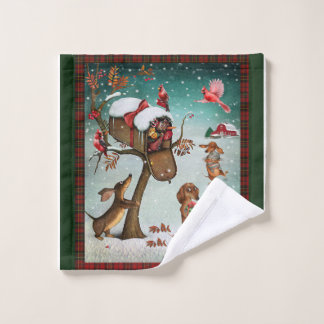 Toalha De Rosto Presente Feliz Natal Dachshund Dog