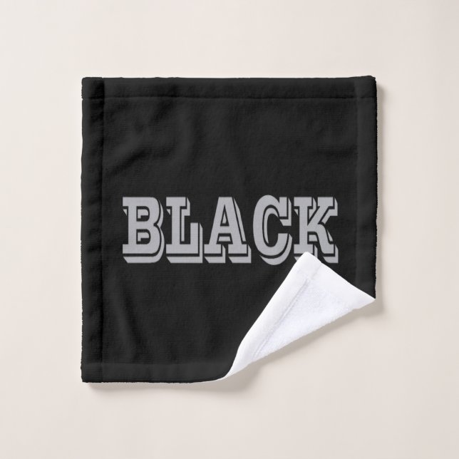 Toalha De Rosto Preto Com Texto Cinza Em Cor Sólida Preta (Pano de lavar)