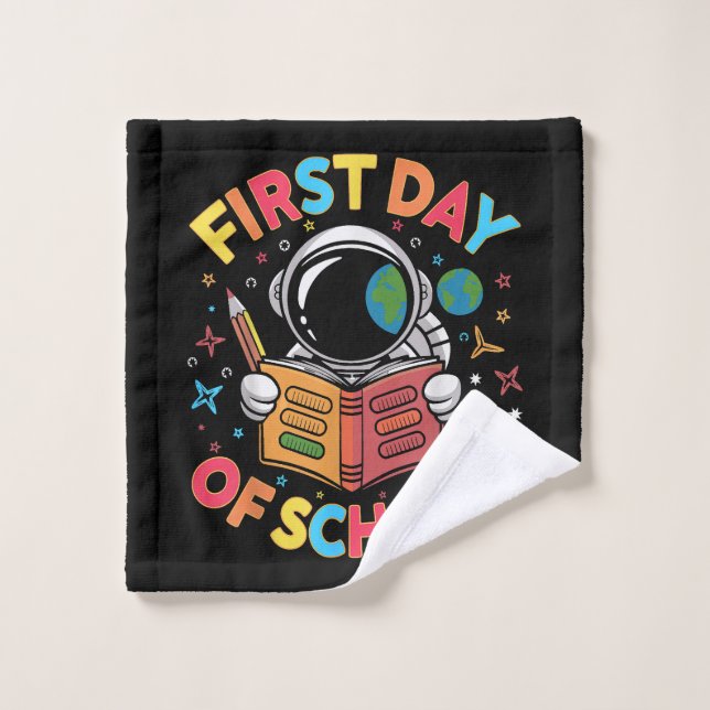 Toalha De Rosto Primeiro Dia de Aula Astronauta Espaço Volta às Au (Pano de lavar)