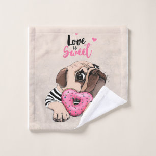 Toalha De Rosto Pug Dog Love É Docinho, Pug Lover Dift Idea