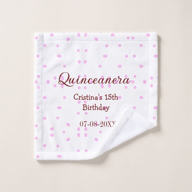 Toalha De Rosto Quinceanera anos 15 de aniversário adicione nome p (Pano de lavar)