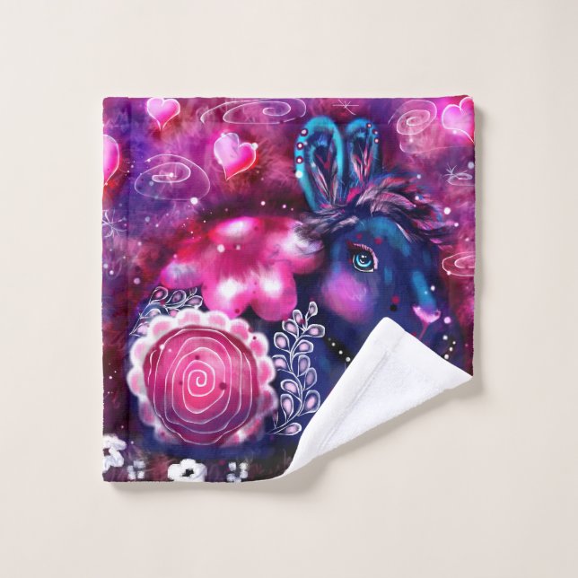 Toalha De Rosto Rabbit Whimsic 'Glamor Bunny' Aniversário (Pano de lavar)