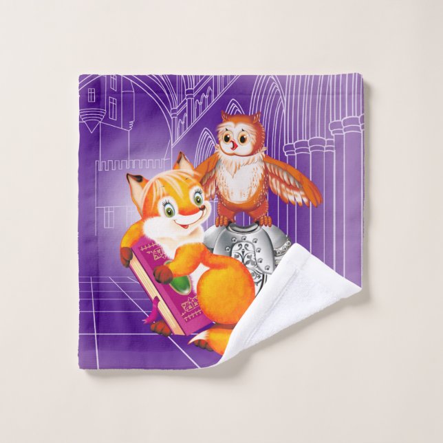 Toalha De Rosto raposa e coruja (Pano de lavar)