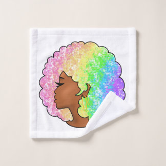 Toalha De Rosto Retrato Afro Arco-Íris Pastel Groovy Retro Cabelo 