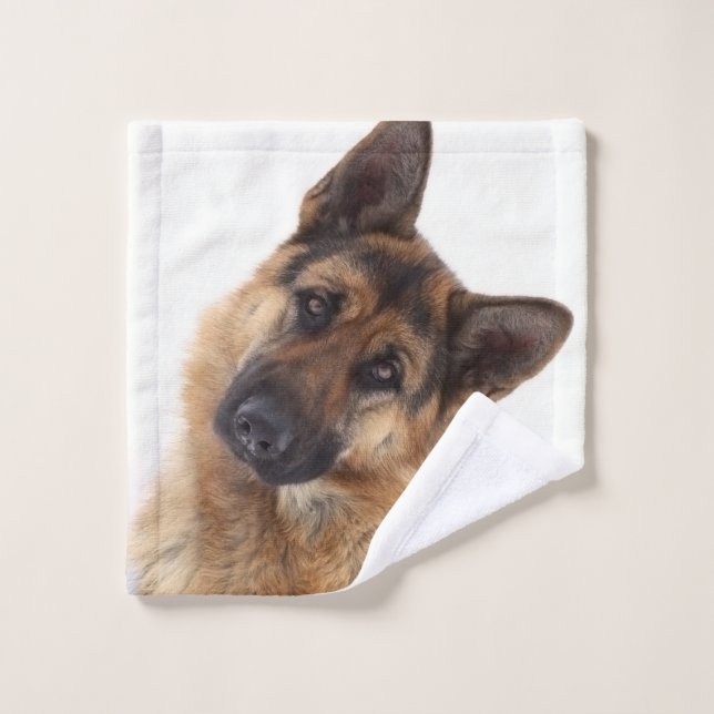 Toalha De Rosto Retrato de german shepherd engraçado (Pano de lavar)