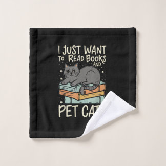 Toalha De Rosto Retro I Just Want to Read Books and Pet Cats Cat