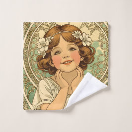 Toalha De Rosto retro vintage child with flowers