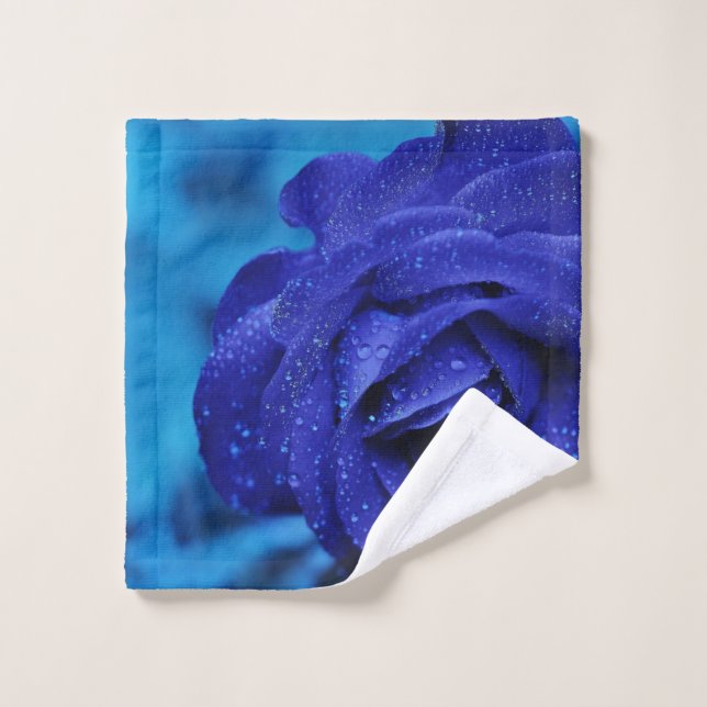 Toalha De Rosto Rosa Azul Floral Único (Pano de lavar)