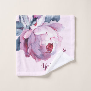 Toalha De Rosto Rosas cor-de-rosa roxos personalizados de pano da