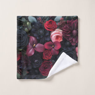 Toalha De Rosto Rosas de Disposição Floral Escuro Elegante