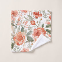Rosas Laranja Aquarela Botânica Coral Floral