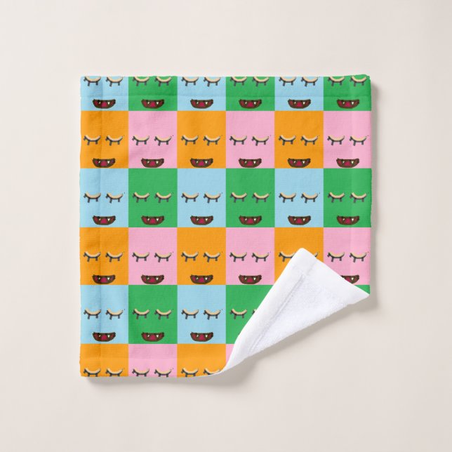 Toalha De Rosto Rostos de blocos monstruosos sorridentes (Pano de lavar)