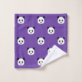 Toalha De Rosto Roxo Real - Padrão de Panda Minimalista