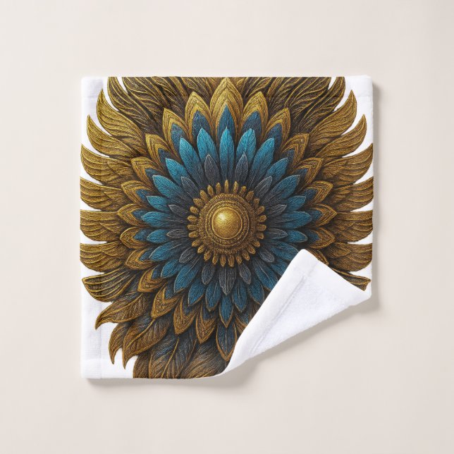 Toalha De Rosto Royal Feather | Black & Gold Egyptian Bath Towel (Pano de lavar)