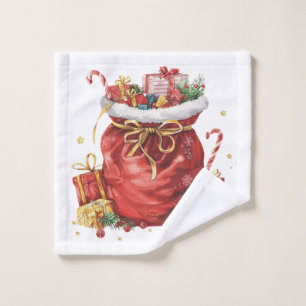 Toalha De Rosto Saco Festivo de Presente de Natal com Presentes