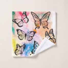 Toalha De Rosto Schmetterlinge auf mehrfarbigem Hintergrund