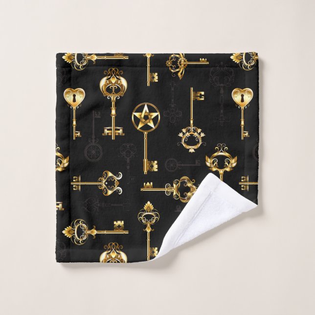 Toalha De Rosto Seamless Pattern with Golden Keys (Pano de lavar)