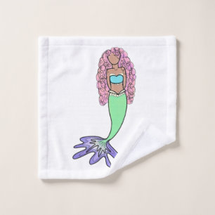 Toalha De Rosto sereia arco-íris rosa azul roxo verde preto encara