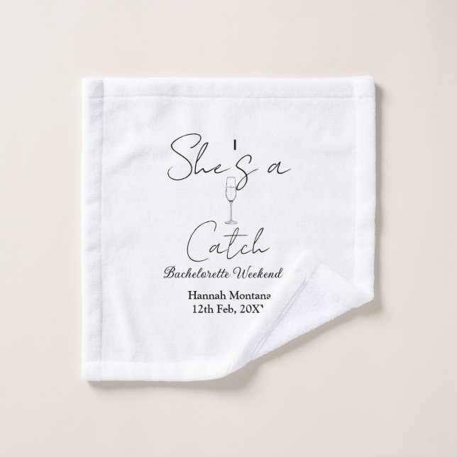 Toalha De Rosto She's a catch champagne bottle bachelorette weeken (Pano de lavar)