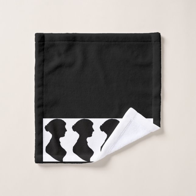 Toalha De Rosto Silhueta de Jane Austen em Preto (Pano de lavar)