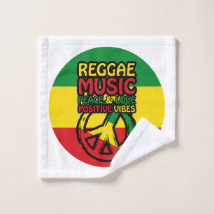 Toalha De Rosto Símbolo de Reggae e Paz com citações positivas