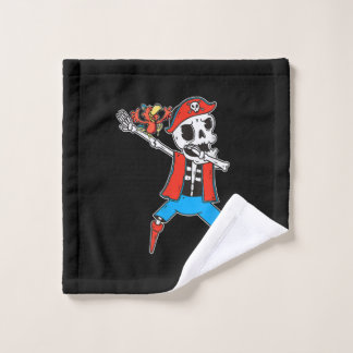 Toalha De Rosto Skeleton Pirate Dança Com Papagaio