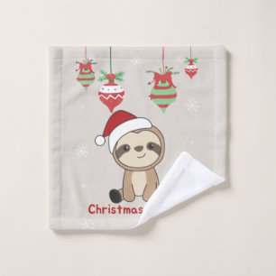 Toalha De Rosto Sloth Christmas Snow Winter Animals Sloths Wash Cl