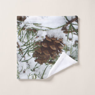 Toalha De Rosto Snowy Pine Cone I Winter Nature Photoshop