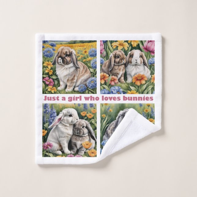 Toalha De Rosto Só uma garota que ama coelhinhos (Pano de lavar)