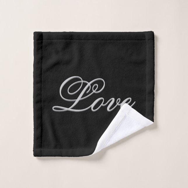 Toalha De Rosto Sofisticado Amor Preto Cinza  (Pano de lavar)