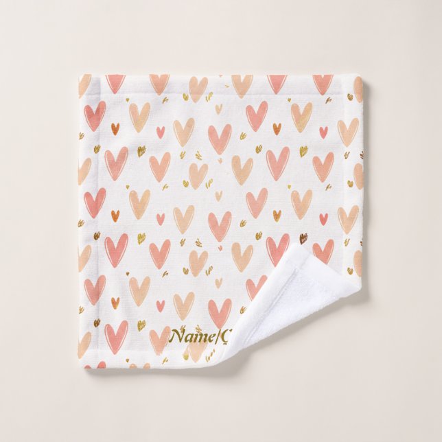 Toalha De Rosto Soft Pink Hearts Seamless Pattern (Pano de lavar)