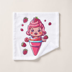 Toalha De Rosto Sorvete de framboesa Kawaii