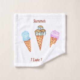 Toalha De Rosto Sorvete Eu Te Amo Doce Verão   