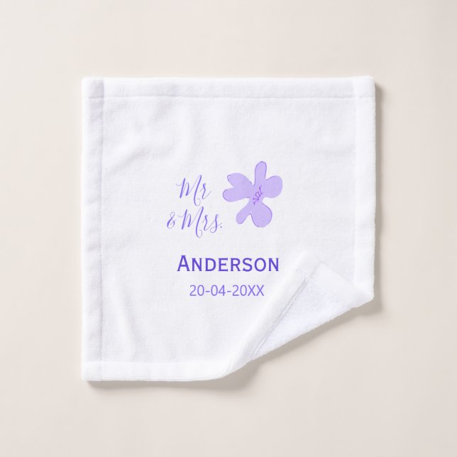 Toalha De Rosto Sr & Sra adicionar sobrenome data ano lembrança de (Pano de lavar)