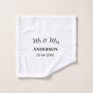 Toalha De Rosto Sr & Sra adicionar sobrenome data ano lembrancinha