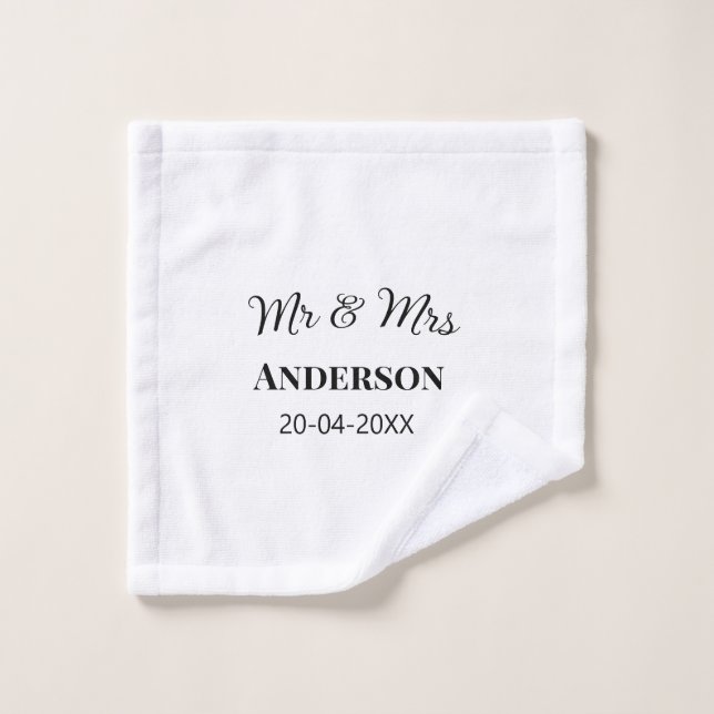 Toalha De Rosto Sr & Sra adicionar sobrenome data ano lembrancinha (Pano de lavar)
