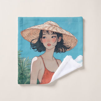 Toalha De Rosto Summer Beach Anime Wash Cloth