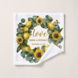 Toalha De Rosto Sunflower Lemon Wreath Love Design