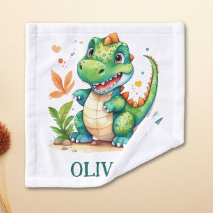 Toalha De Rosto T-Rex Dinossauro Verde Fofo Personalizado