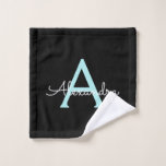 Toalha De Rosto Teal Aqua Blue Girly Script Monograma Nome Moderno<br><div class="desc">Planeador de Notebooks Espirais de Nome Simples de Script Azul-Azul-Azul-Azul-Azul-Azul-Azul-Azul-Azul-Azul-Azul-Espiral-Espiral Isto faz o doce e perfeito aniversário de 16 anos,  casamento,  chá de panela,  aniversário,  chá de fraldas ou festa de solteira presente para alguém que ama luxo de luxo e estilos quíticos.</div>